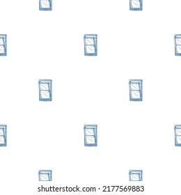 Windows lean forward engraved seamless pattern. Retro frame glass window hand drawn style. Sketch texture for fabric, wallpaper, textile, print, title, wrapping paper. Vector illustration.