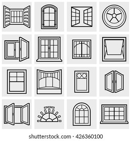 Windows linear vector icons set 