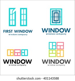 Windows logo set, vector template. The business of manufacturing windows. Design element. 