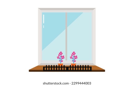 The windows look out on the scenery is beautiful and natural.