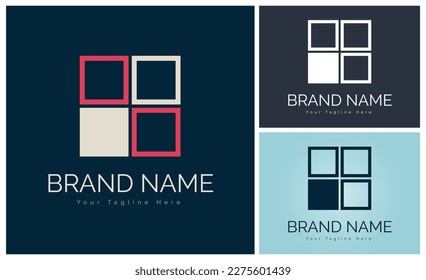 windows modern square shape logo template design for brand or company and other