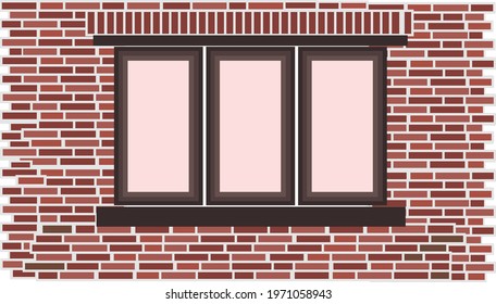 Windows in a multi-storey building on a brick wall background