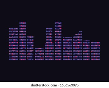 Windows of the night city. City view at night. Light in the windows. Vector illustration