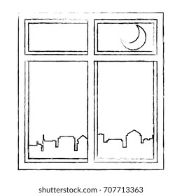 windows with night scene