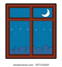windows with night scene