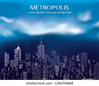 windows on abstract city skylines on cloudy background