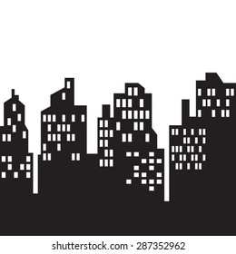 windows on city skylines in black and white