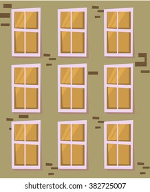 The windows on the wall house. Evening