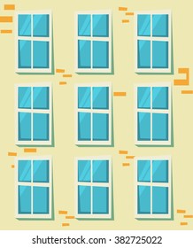 The windows on the wall house. Sun day