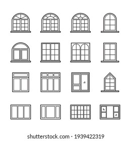 windows outline icon set, Interior material on white background.