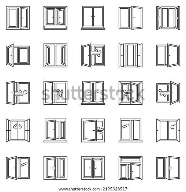 Windows Outline Icons Set Window Concept Stock Vector (Royalty Free ...