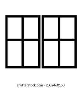 Windows outline vector icon. Interior element. Architectural residence concept. Construction frame. Home objects. Flat simple line design illustration.