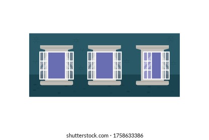 windows outside blue building design, architecture home and house theme Vector illustration