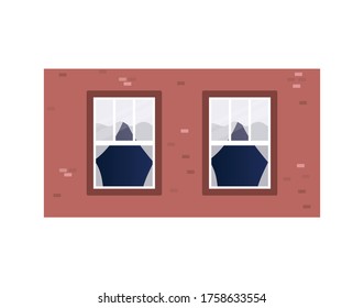 windows outside brown building design, architecture home and house theme Vector illustration