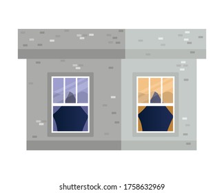 windows outside gray building design, architecture home and house theme Vector illustration