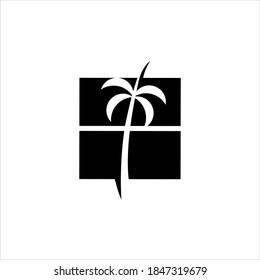 windows with palm tree for tropical house cleaning logo company graphic design template idea