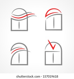 windows set emblem symbol element vector icons