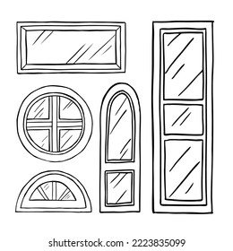 ilustración vectorial de conjunto de Windows en fondo blanco