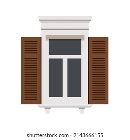 windows shutters. vector illustration. window close-up with arch. exterior elements. isolated on white background. Architecture design. building 