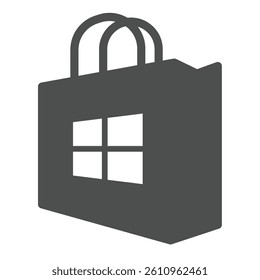 Windows store solid icon, windows pack concept. Vector graphics.  App store bag, shopping apps sign on white background, glyph style icon for mobile or web design