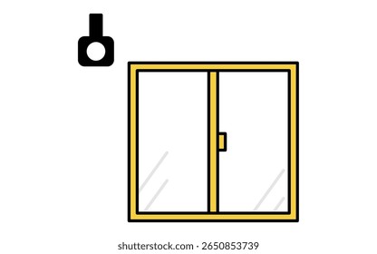 Windows with surveillance cameras, Crime Prevention and Home Security Icons, Vector Illustration