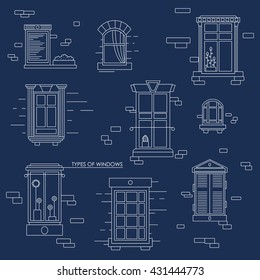 Windows vector icons set on blue/Vector illustration