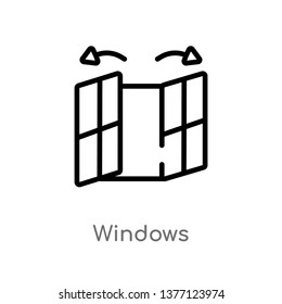 windows vector line icon. Simple element illustration. windows outline icon from smart home concept. Can be used for web and mobile