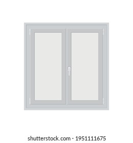 Windows with white frames set vector illustration. Various types plastic windows collection. Vector illustration.  