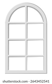 Windows with white frames set vector illustration. Various types plastic windows collection. Interior and exterior elements