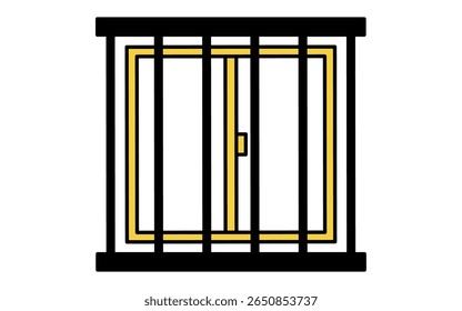 Windows with window grids, Crime Prevention and Home Security Icons, Vector Illustration