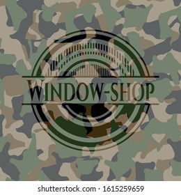 Window-shop on camouflage pattern. Vector Illustration. Detailed.