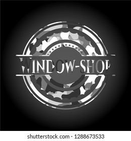 Window-shop on grey camo texture