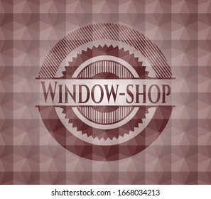 Window-shop red seamless badge with geometric pattern background.