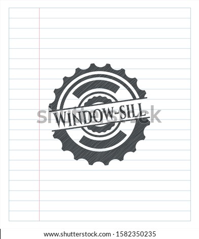 Window-sill emblem draw with pencil effect. Vector Illustration. Detailed.