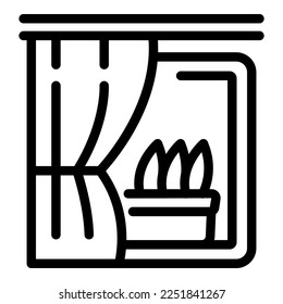 Vector de contorno de icono de Windows. Planta de jardín. Cubierta de la casa