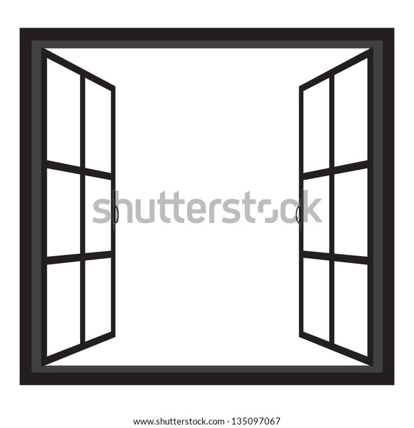 窓全体の開いた窓のシルエットベクター画像 のベクター画像素材 ロイヤリティフリー