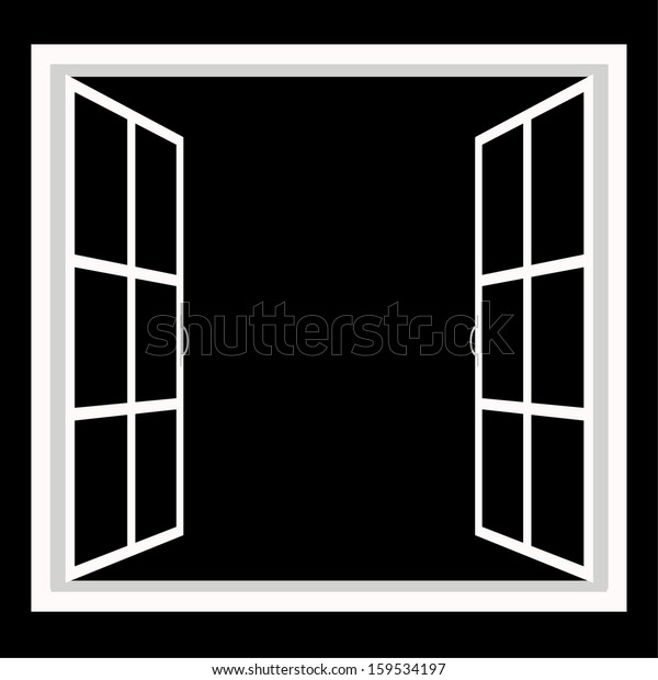 窓全体の開いた窓のシルエットベクター画像 のベクター画像素材 ロイヤリティフリー