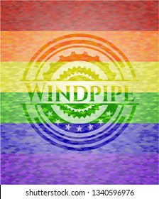 Windpipe on mosaic background with the colors of the LGBT flag