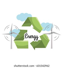 windpower with reduce, reuse and recycle symbol