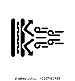 Ilustración vectorial de glifo de icono de tela a prueba de viento