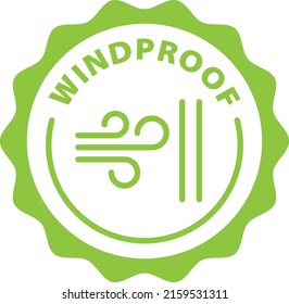 windproof green stamp outline badge icon label isolated rounded vector on transparent background