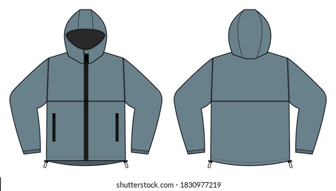 windproof hooded jacket ( parka) vector illustration / gray
