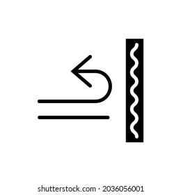 Windproof textile glyph icon. Hurricane resistant fabric feature. Textile industry. Black symbol. Isolated vector stock illustration