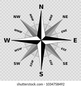 Windrose. Black compass rose isolated 