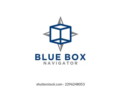 Windrose compass icon symbol navigation logo design Box line element