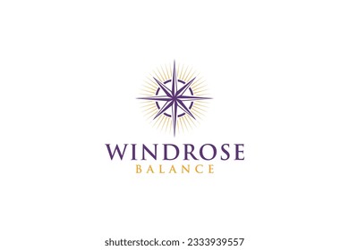 Windrose compass logo design icon symbol illustration south north west navigation