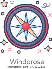 Windrose, ein Symbol für Grafiktool im flachen Design