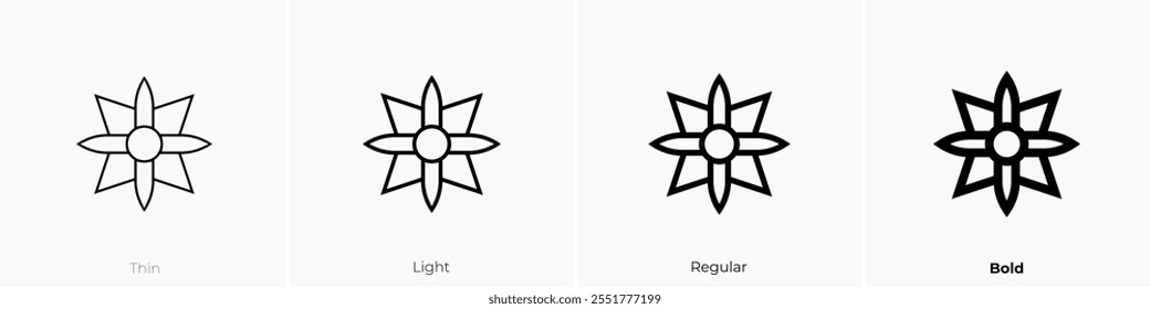 windrose icon. Thin, Light Regular And Bold style design isolated on white background