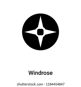 Windrose icon vector isolated on white background, logo concept of Windrose sign on transparent background, filled black symbol