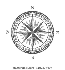 Windrose isolated on white background icon. Nautical navigation and cartography symbol vector illustration.